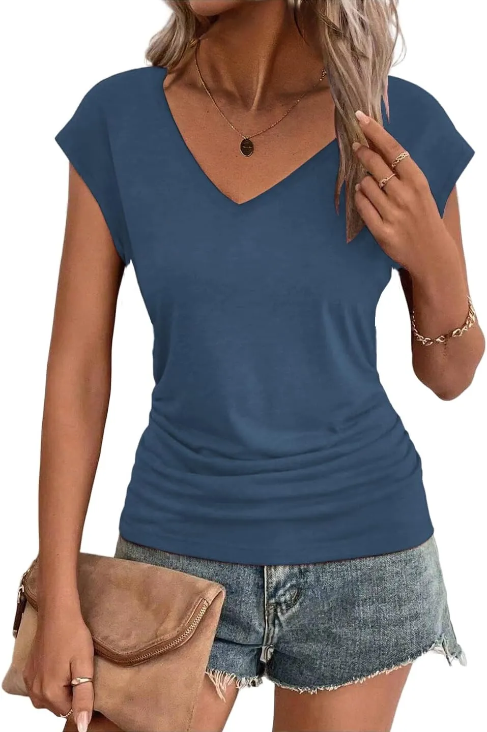 Zeagoo Womens Tank Tops Cute Tops V Neck Cap Sleeeve Tshirts