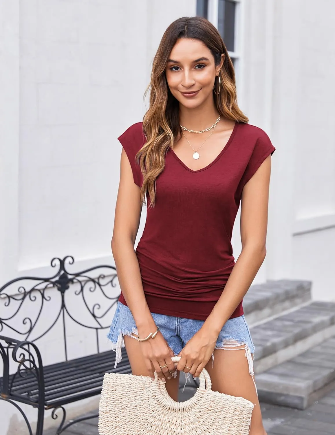 Zeagoo Womens Tank Tops Cute Tops V Neck Cap Sleeeve Tshirts