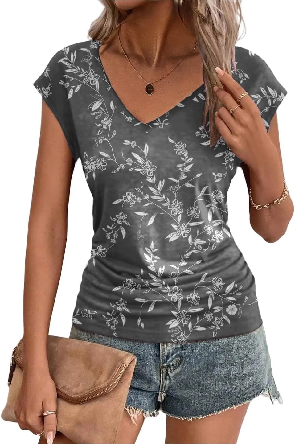 Zeagoo Womens Tank Tops Cute Tops V Neck Cap Sleeeve Tshirts