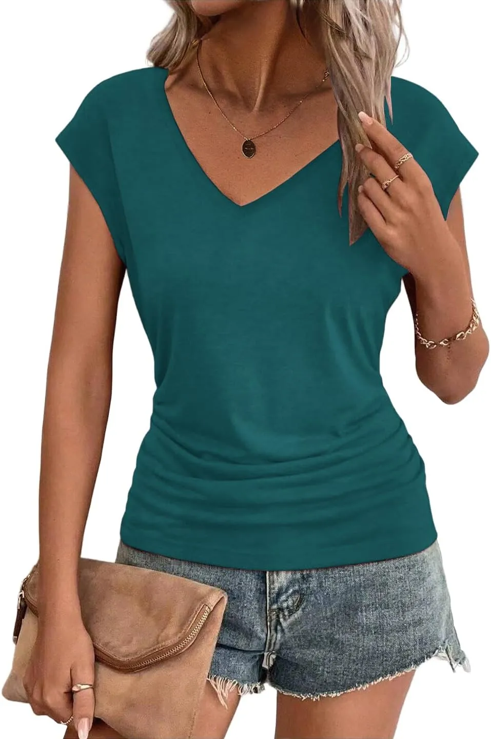 Zeagoo Womens Tank Tops Cute Tops V Neck Cap Sleeeve Tshirts