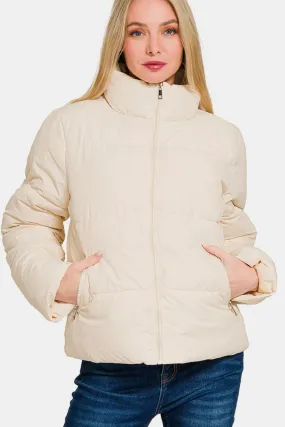 Zip Up Turtleneck Puffer Jacket