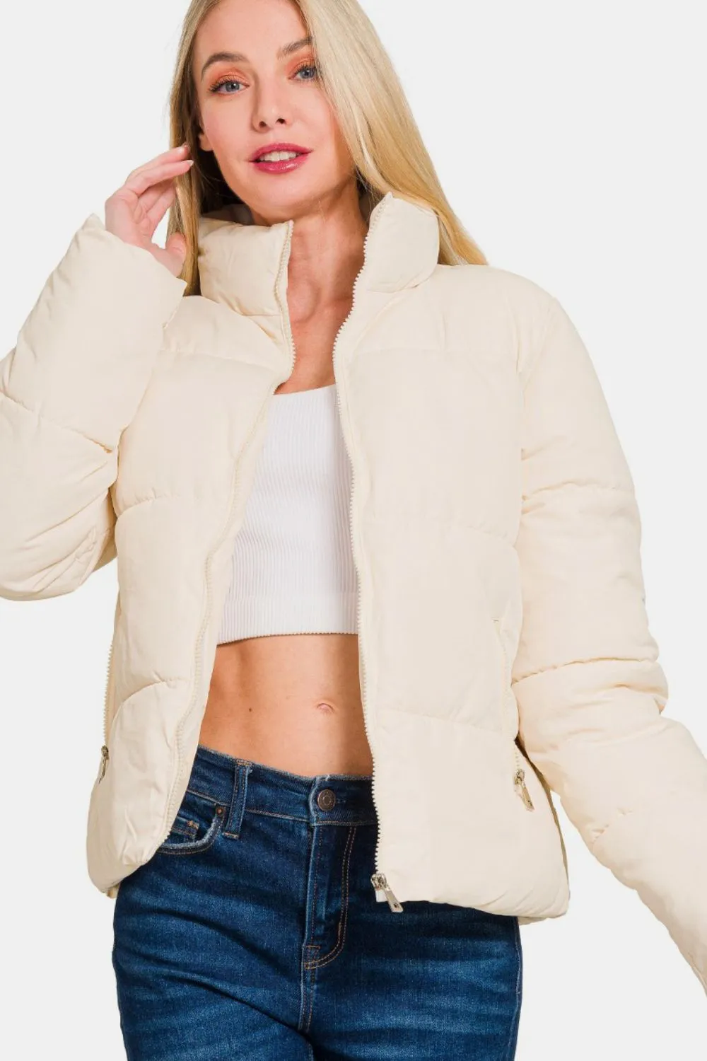Zip Up Turtleneck Puffer Jacket